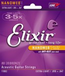 Elixir 11002 80/20 bronz akusztikus gitár húr, Nanoweb bevonat, 010-047 kép, fotó