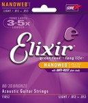 Elixir 11052 80/20 bronz akusztikus gitárhúr, Nanoweb bevonat, 012-053 kép, fotó