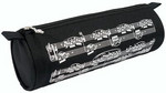 EMB Fekete, henger alakú, fehér kotta mintás tolltartó - 7,5 x 22 cm kép, fotó