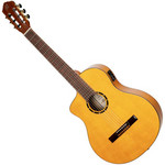 Ortega RCE170F-L Pro 4/4 akusztikus gitár, balkezes - Tömör lucfenyő / ciprus, sárga kép, fotó