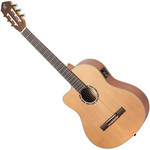 Ortega RCE131SN-L Pro 4/4 klasszikus gitár vékony nyak, balkezes - Tömör cédrus / mahagóni, natúr kép, fotó