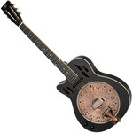 Ortega RRG40CE-DBK-L Rezonátoros gitár, balkezes - Distressed fekete / antik sárgaréz vasalat kép, fotó