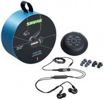 Shure SE215DYBK+UNI-EFS fülhallgató, kábelbe épített vezérlés és mikrofon, fekete kép, fotó